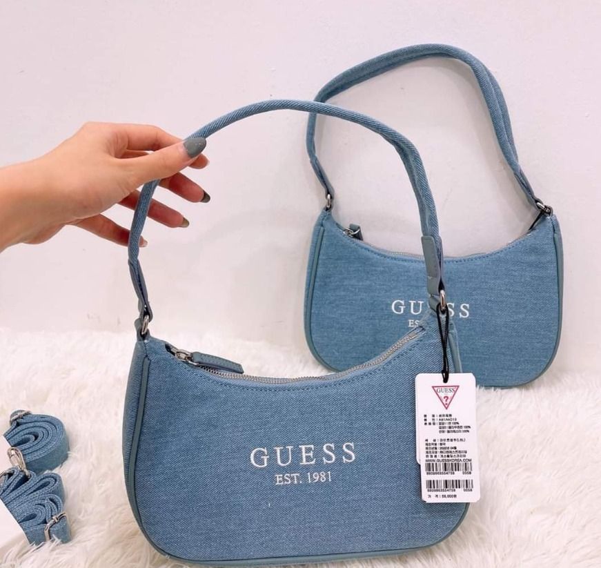 Guess jeans bag ( blue ) authentic, Luxury, Bags & Wallets on