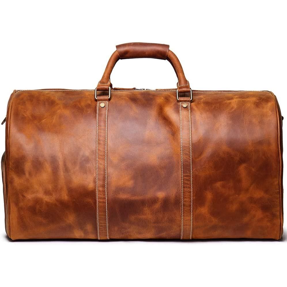 Mens leather hotsell overnight travel bag