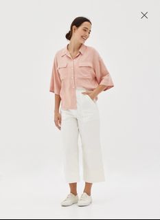 Love Bonito Betty Textured Relaxed Shirt (Peach Pink)