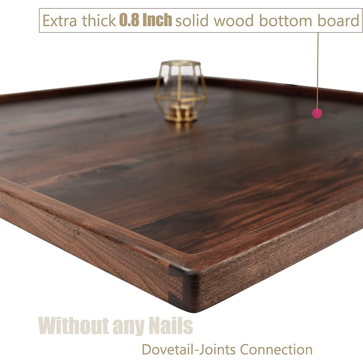 20 x 20 Inch Square Walnut Wood Serving and Coffee Table Tray