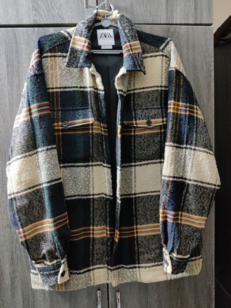 Men s Checked Flannel Overcoat Men s Fashion Coats Jackets and Outerwear on Carousell