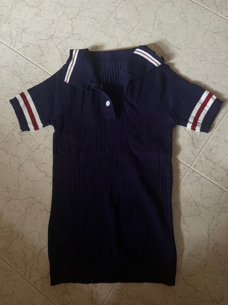 Sleeveless Collar Top (Navy)