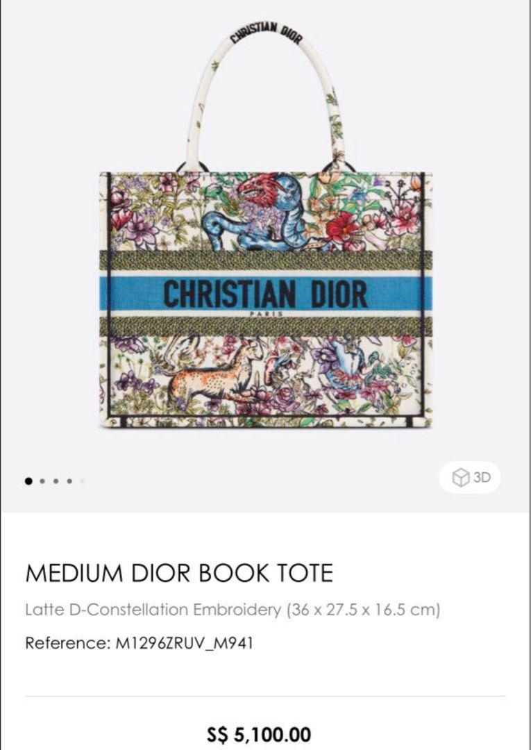 Dior - Medium Dior Book Tote Latte Multicolor D-constellation Embroidery (36 x 27.5 x 16.5 cm) - Women