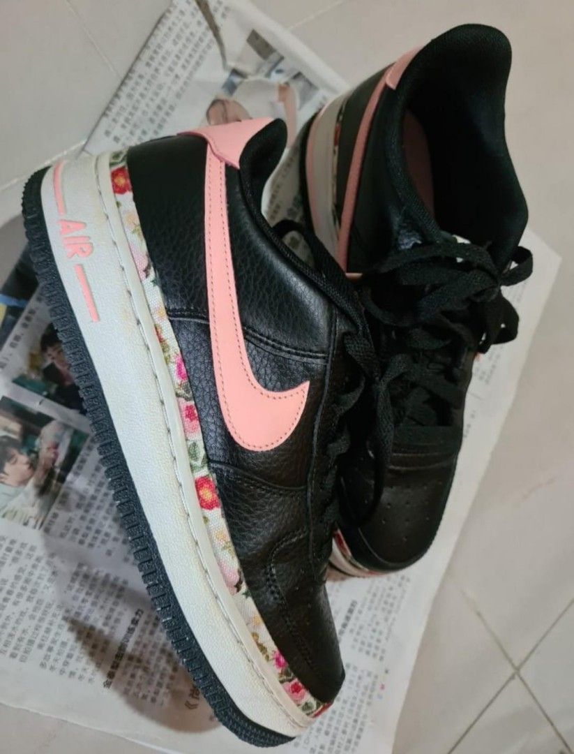 Nike Air Force Pink Black Women s Fashion Footwear Sneakers on