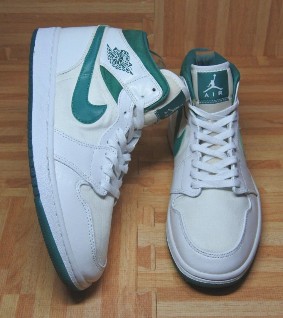 Nike Air Jordan 1 Mid White Mystic Green size 44 Fesyen Pria