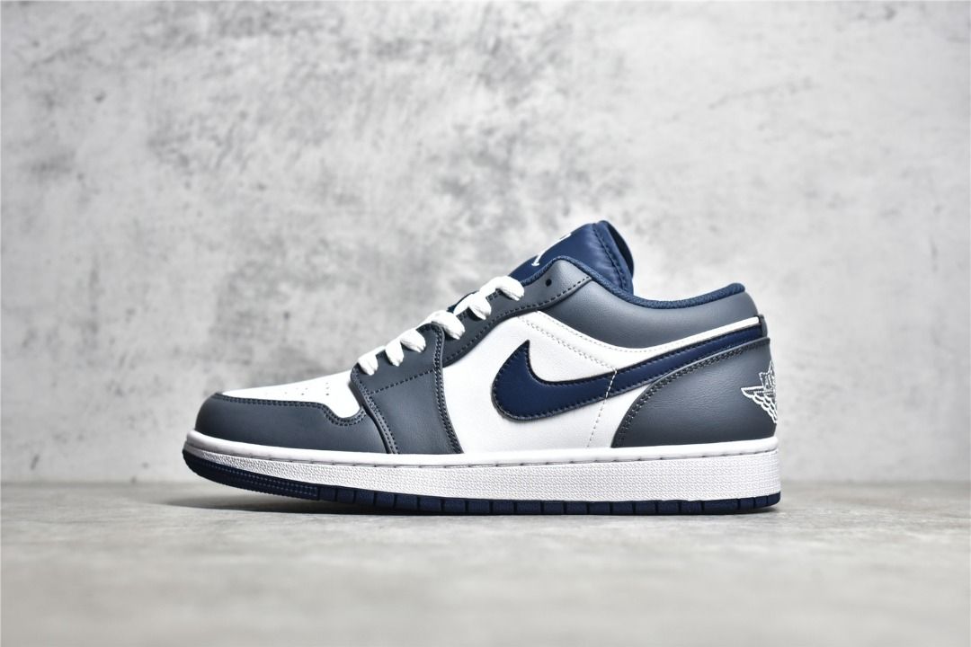 NIKE Air Jordan 1 low Blue grey shoes Men s Fashion Footwear