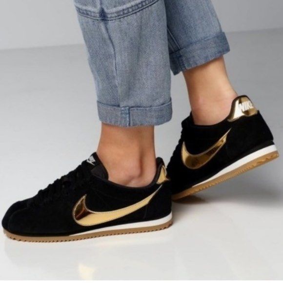 NIKE CLASSIC CORTEZ BLACK METALLIC GOLD GUM