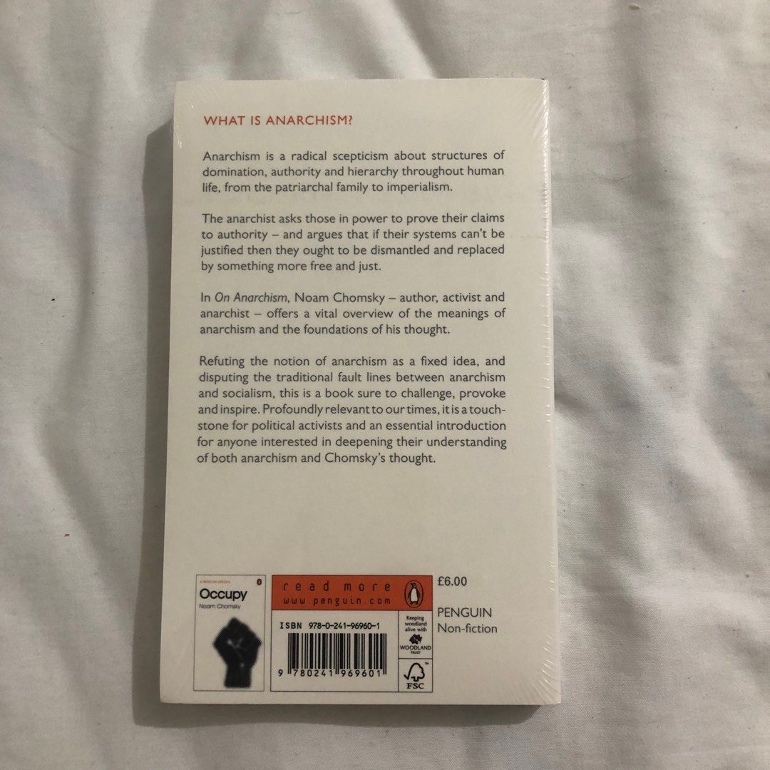 On Anarchism by Noam Chomsky (Category: Storybooks) located in Las Pinas. Submitted by iesiley (Listing ID 1198126095, Image 2). Description: The definitive primer on anarchist thought and practice, from the thinker the New York Times Book Review calls “the most widely read voice on foreign policy on the planet” “The essence of anarchism [is] the conviction that the burden of proof has to be placed on authority and that it should be dismantled if