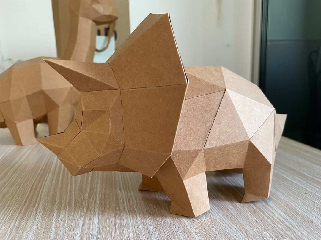 Origami dinosaur - Triceratops, Hobbies & Toys, Stationery & Craft,  Handmade Craft on Carousell