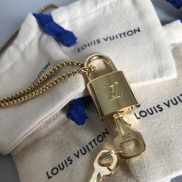 Gold Repurposed Textured Vintage Chain with Authentic LV Lock and Key – A  Girls Gems