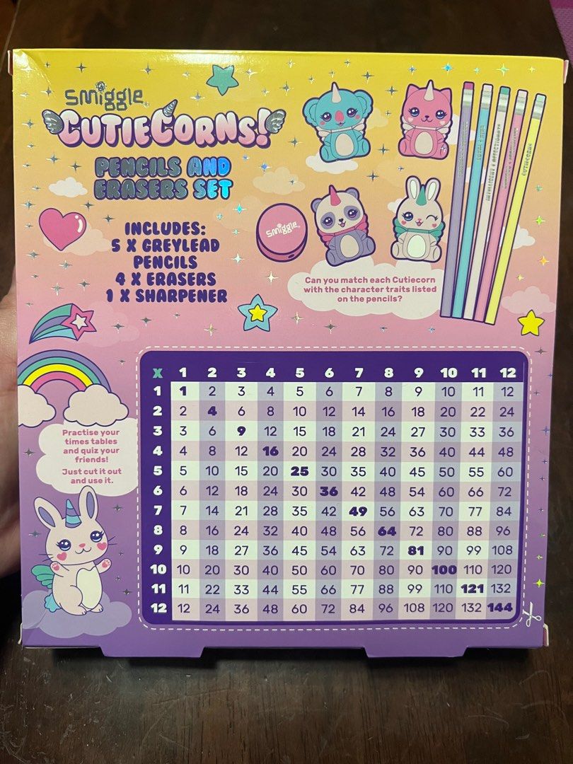 Original Smiggle Cutiecorns Pencils and Eraser Set, Hobbies & Toys