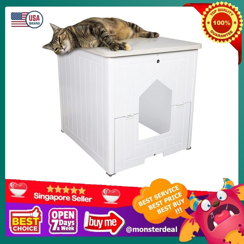 Palram Pets CATSHIRE Cat Litter Box Enclosure, Litter Box Furniture