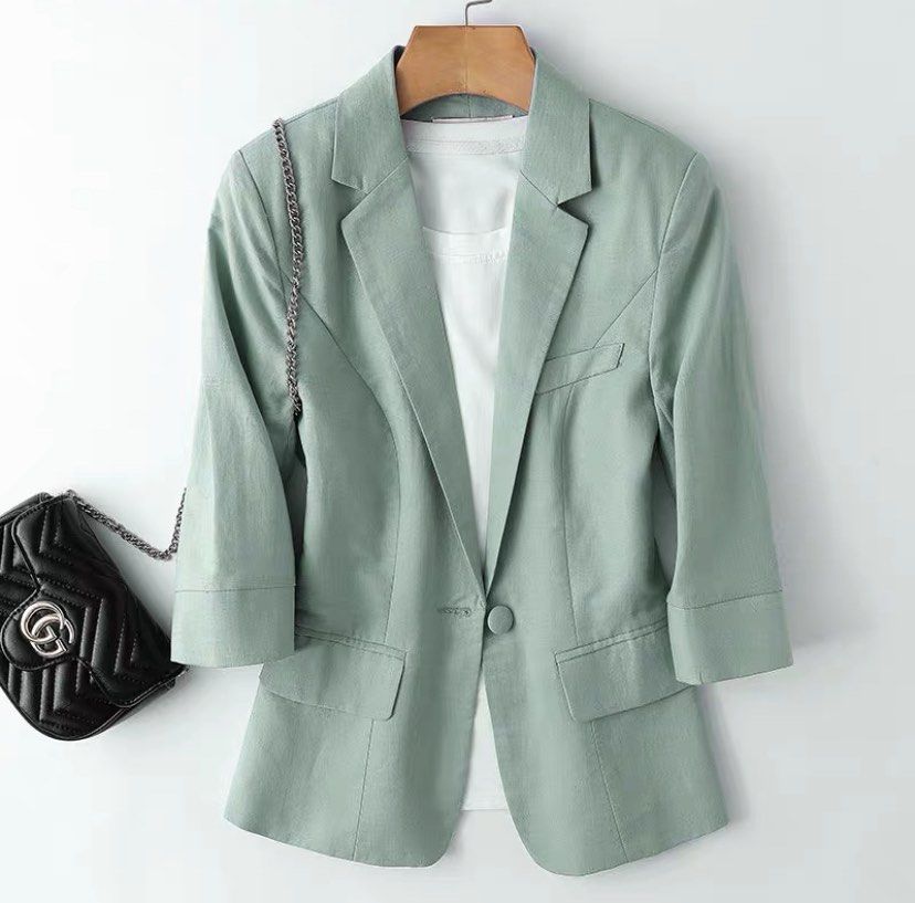 Pastel Green Blazer Jacket, Women's Fashion, Coats, Jackets and
