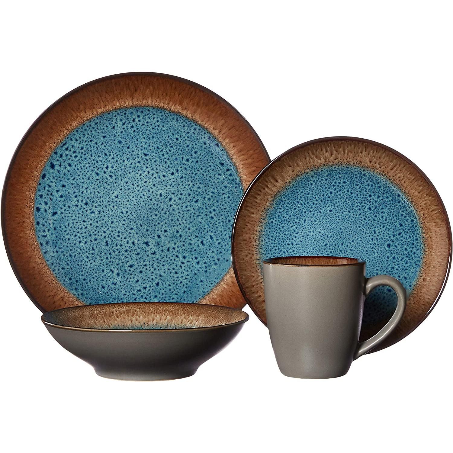 Pfaltzgraff 5239319 Monroe Blue 16-Piece Dinnerware Set, Assorted ...
