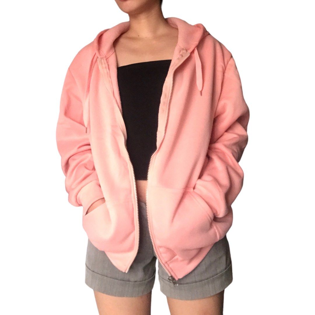 Pink Hoodie Jacket, Women's Fashion, Coats, Jackets and Outerwear on