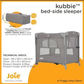 Pre-loved crib: Joie Kubbie Sleep Bed-side Sleeper - Satellite
