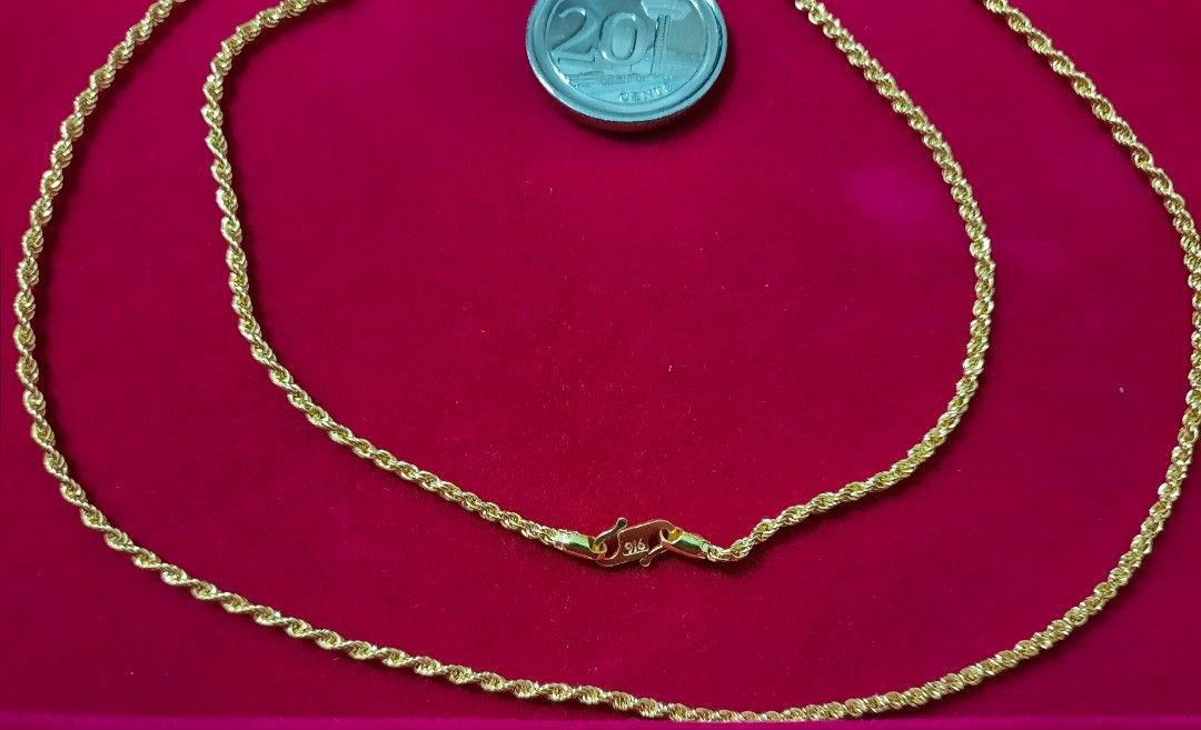 Real Rope design 916 Gold Necklace Women s Fashion Jewelry