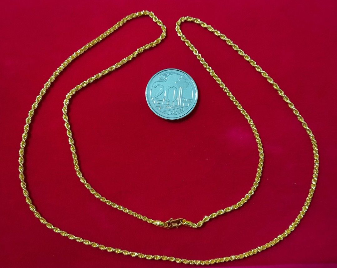 Real Rope design 916 Gold Necklace Women s Fashion Jewelry