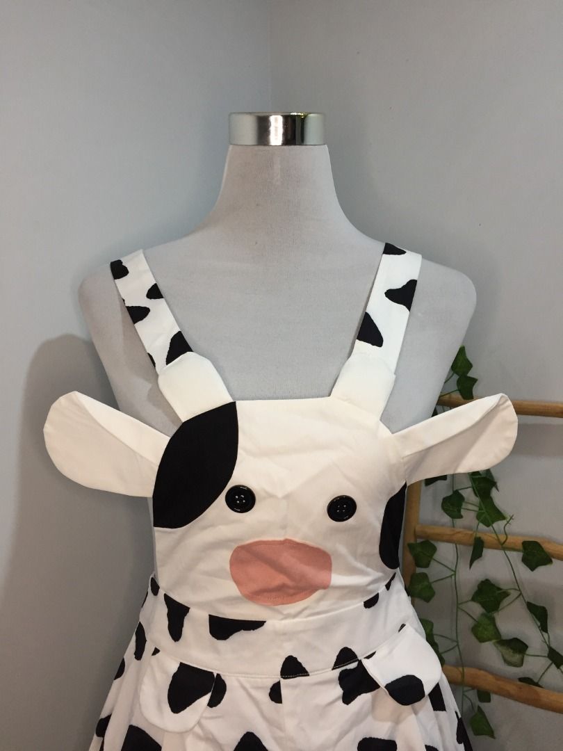 Romwe Kawaii Cartoon pattern Pinafore Romper Jumpsuit cow print Jumper