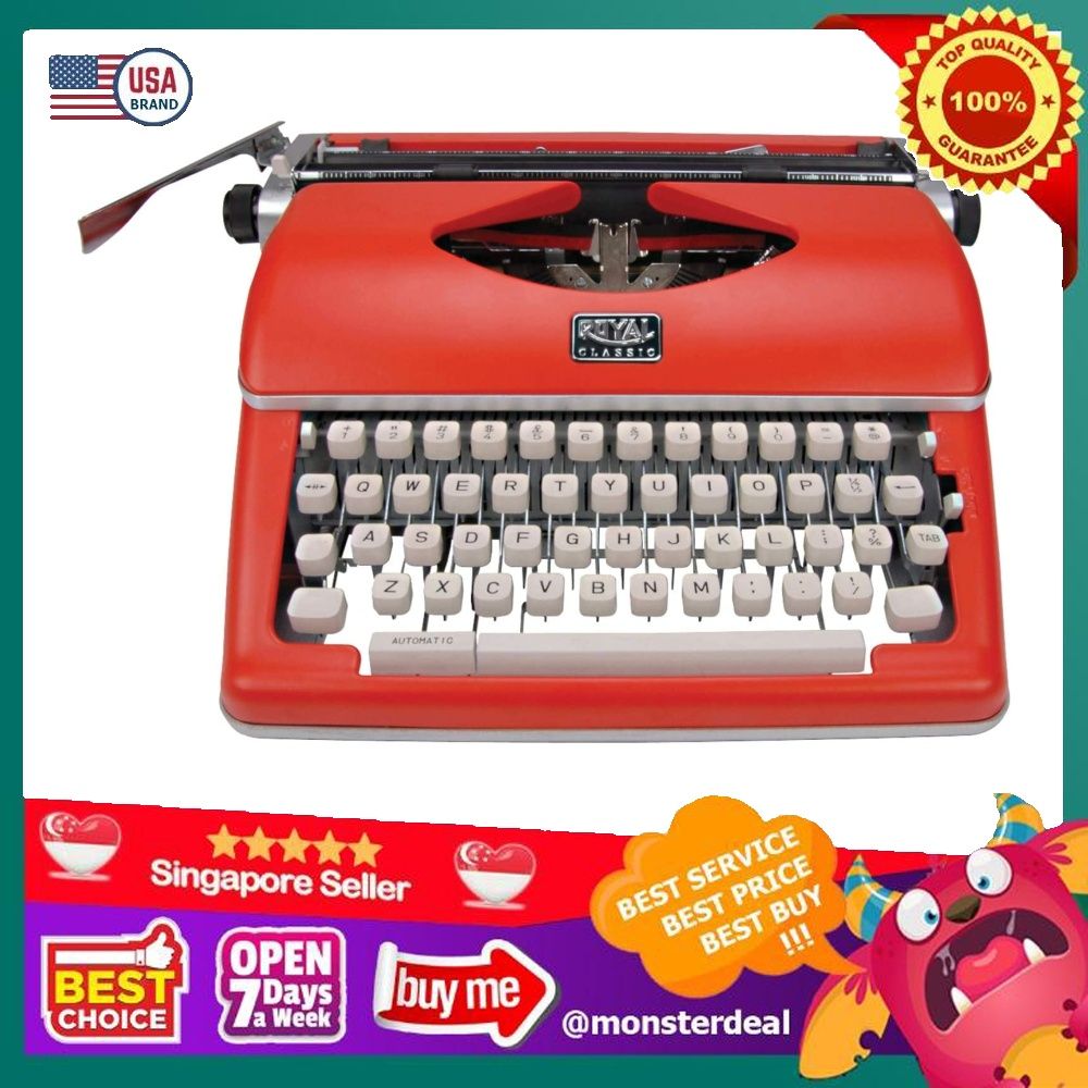 Royal Classic Manual Metal Typewriter Machine with Storage Case, Red