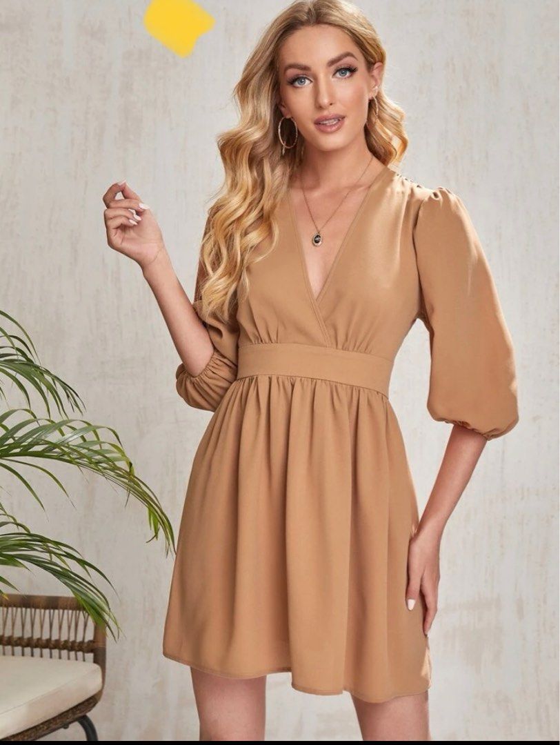 Beige bishop 2025 sleeve dress