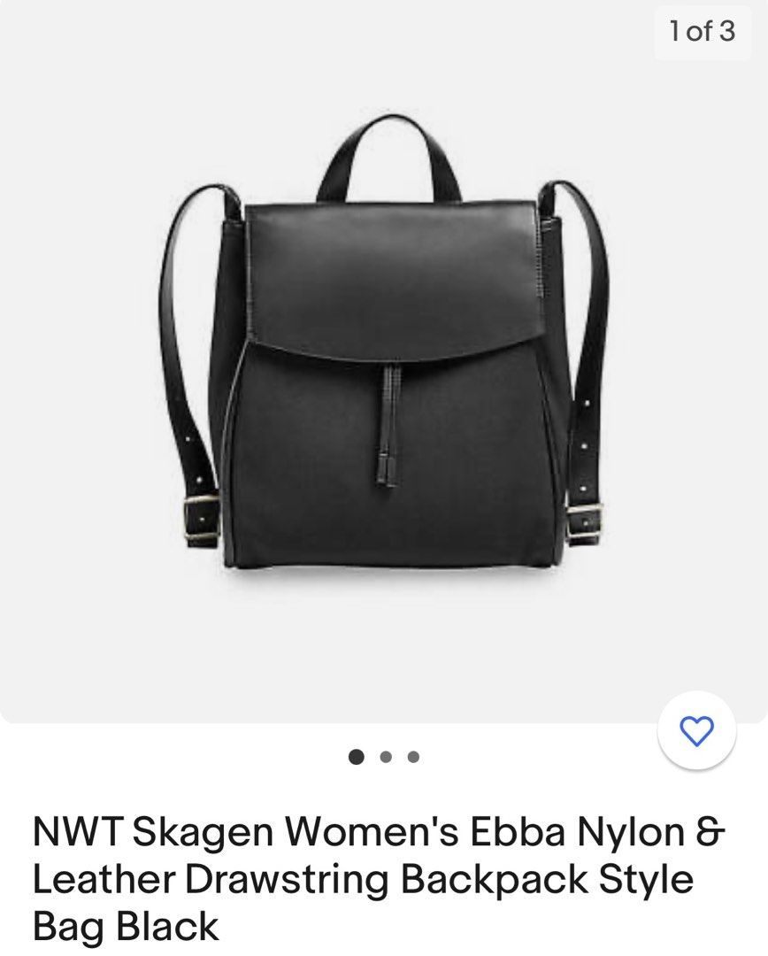 Skagen Drawstring Bagpack Nylon Leather Women s Fashion