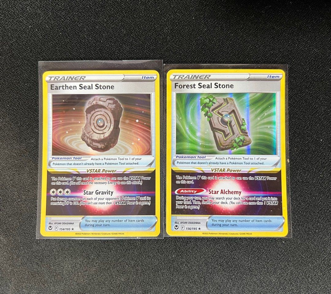 SS12 Silver Tempest Earthen Seal Stone & Forest Seal Stone Pokemon