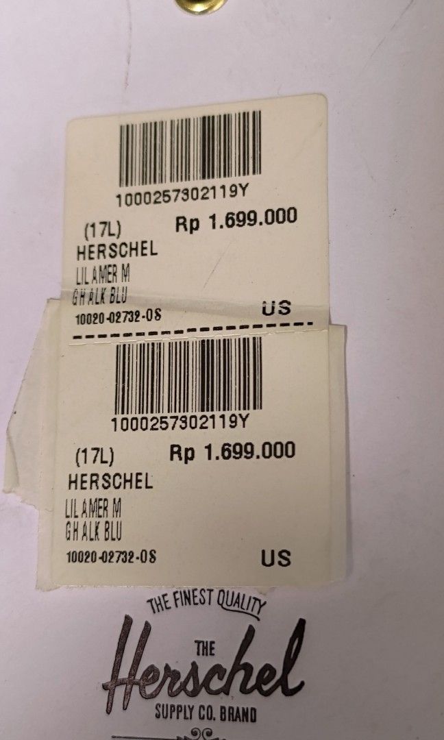 Tas Harschel Biru Kotak Original
