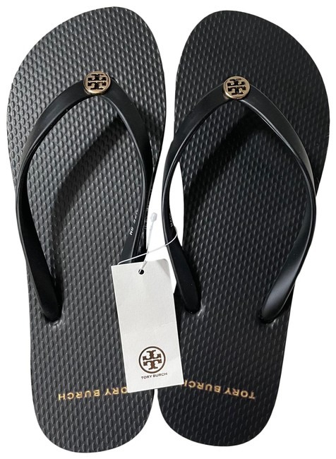 Tory burch black thin flip flops cheap