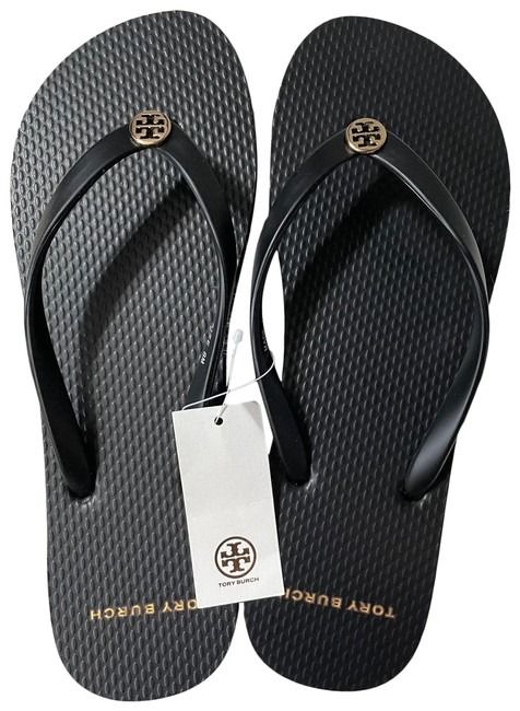 Tory burch thin flip flop black hot sale