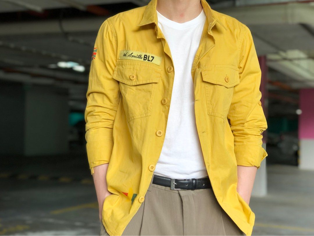 Vintage Yellow Army Military Style Shirt