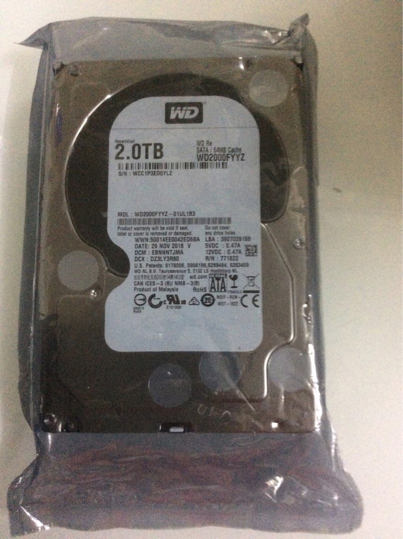 WD 2TB Sata hard disk 3.5 inch, Computers & Tech, Parts & Accessories