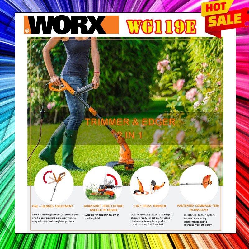 WORX WG119E 550W 30cm Corded Electric Grass Trimmer ...
