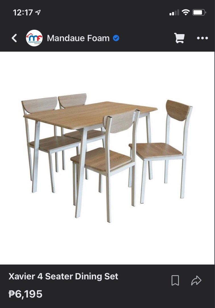 Xavier 4seater dining set mandaue foam, Furniture & Home Living