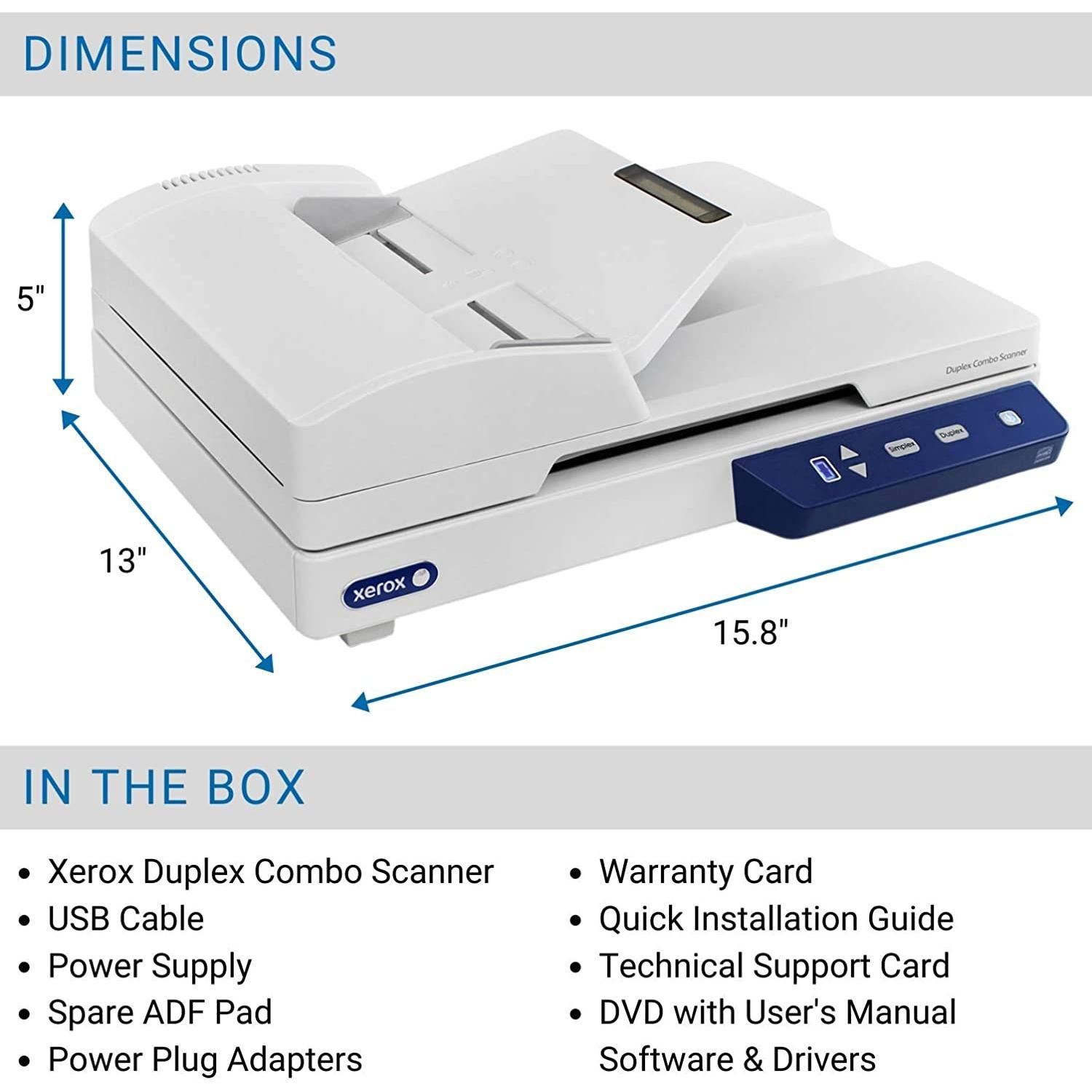 Xerox Duplex Combo Flatbed Document Scanner for PC and Mac