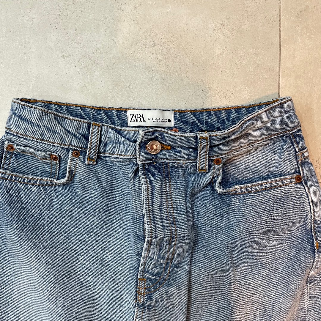 ZARA Blue Midi Denim Skirt