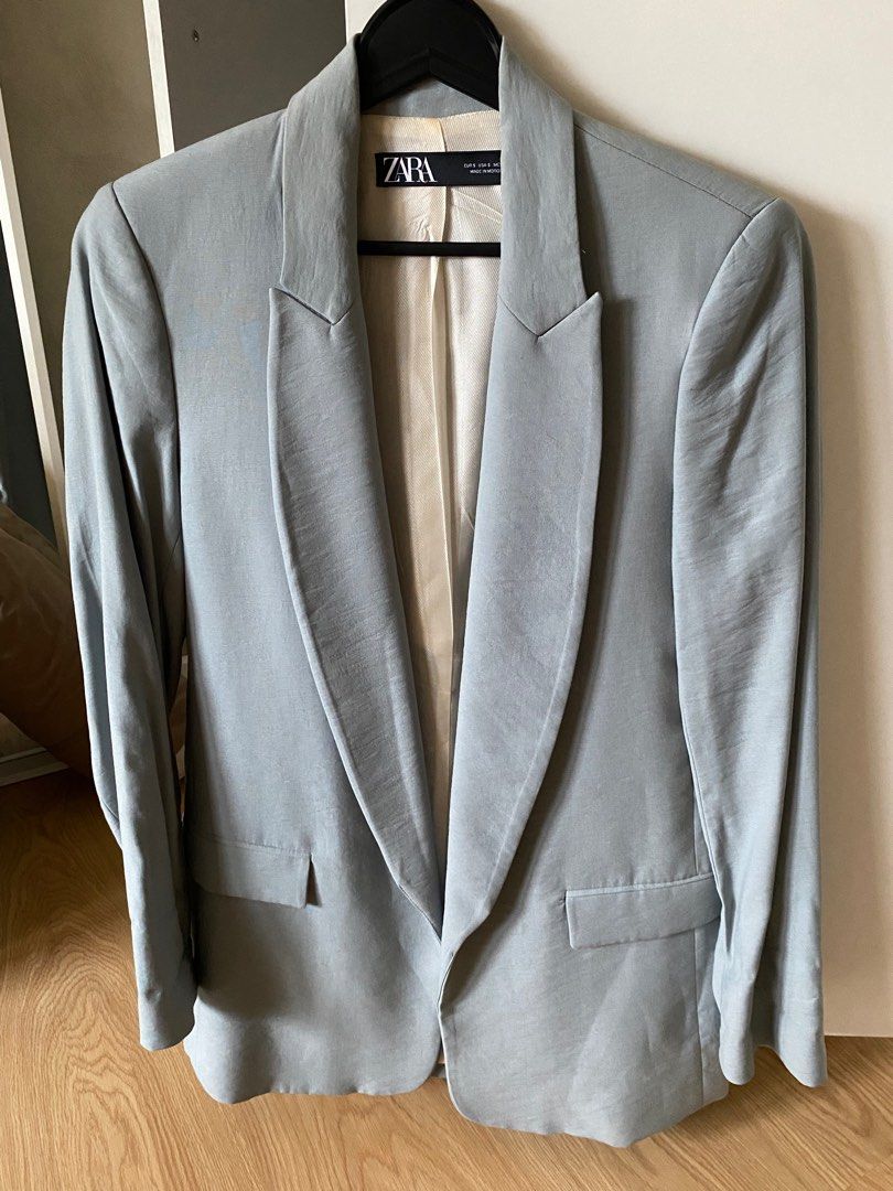 Zara Oversized Light Blue Blazer, Women's Fashion, Coats, Jackets and