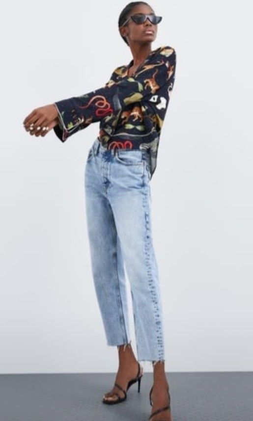 Zara printed pyjama style shirt Fesyen Wanita Pakaian Wanita Atasan di Carousell