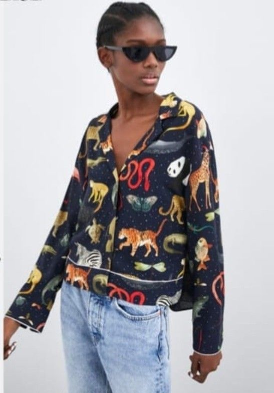 Zara printed pyjama style shirt shop
