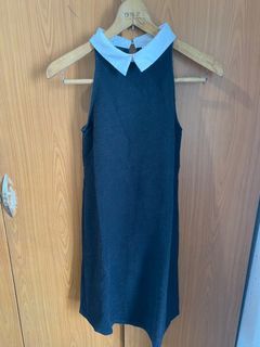 Zara white collar black dress