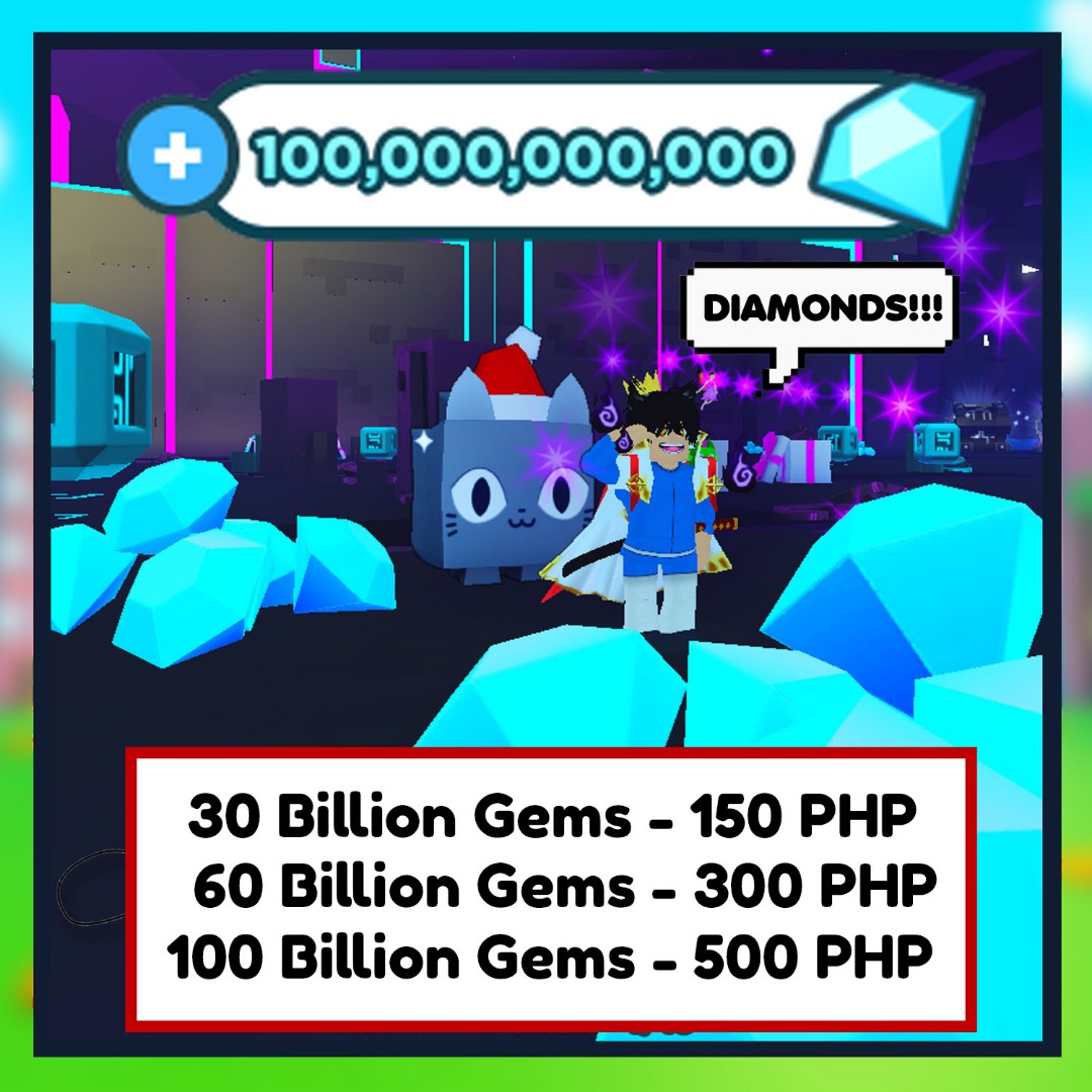 100B Gems Diamonds on Pet Simulator X Petsimx PSX, Video Gaming, Gaming