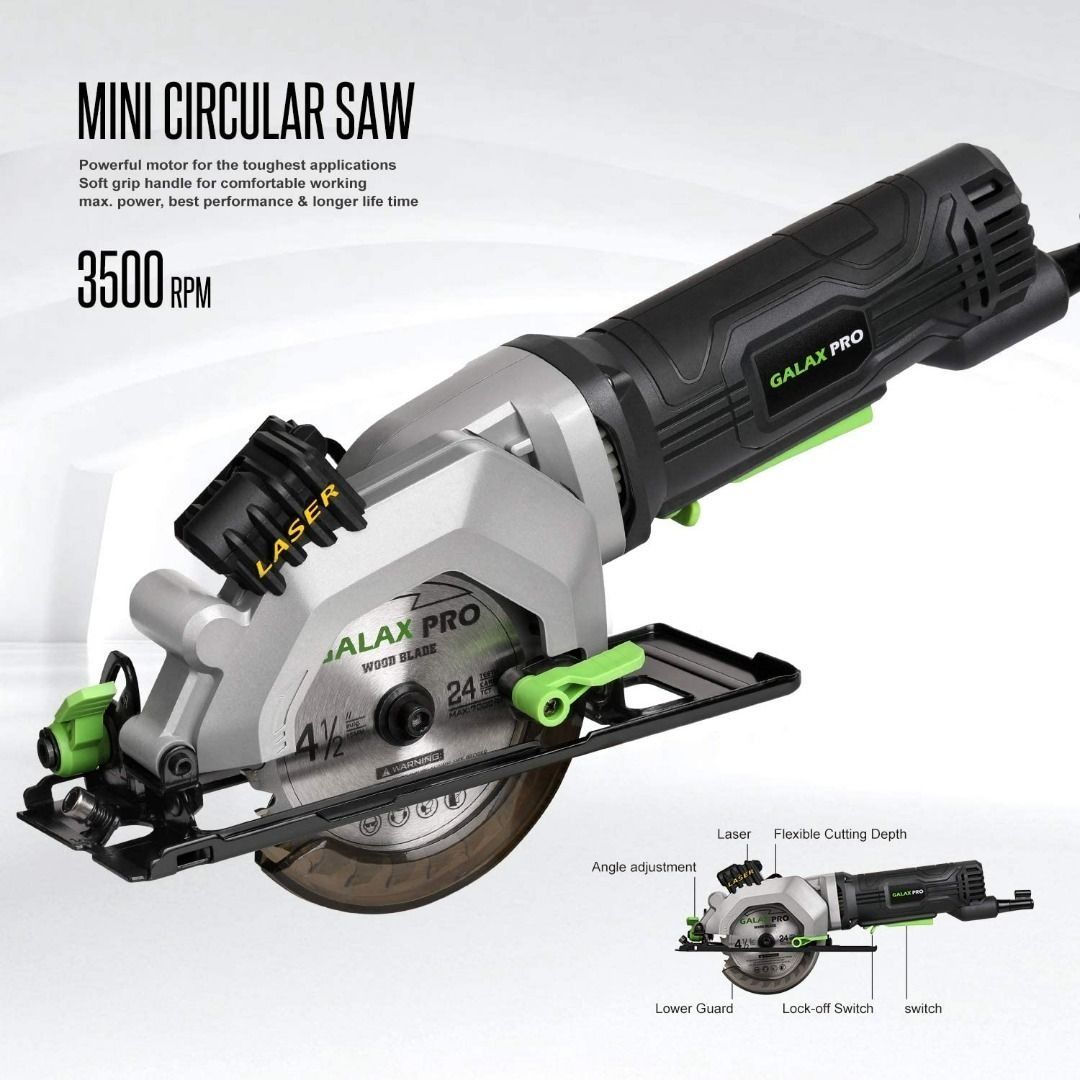 GALAX PRO 20V 4-1/2 Cordless Circular Saw with 2.0Ah battery, Laser Guide,  Rip