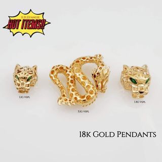 18K Saudi Gold Dragon Pendant / Panther Pendant