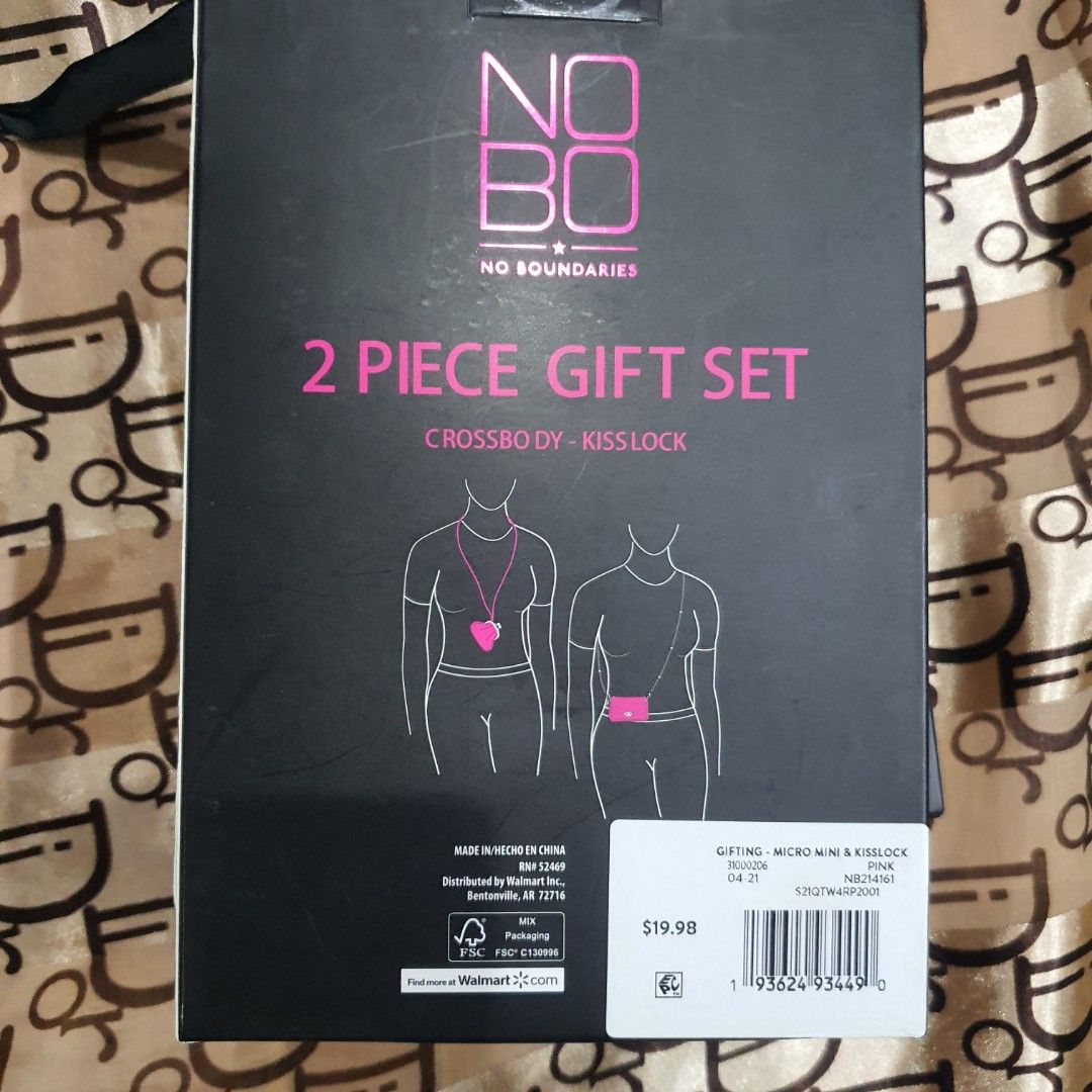 NOBO Black Micro Mini Crossbody Bag & Kisslock Purse 2-Piece Gift Set  New In Box