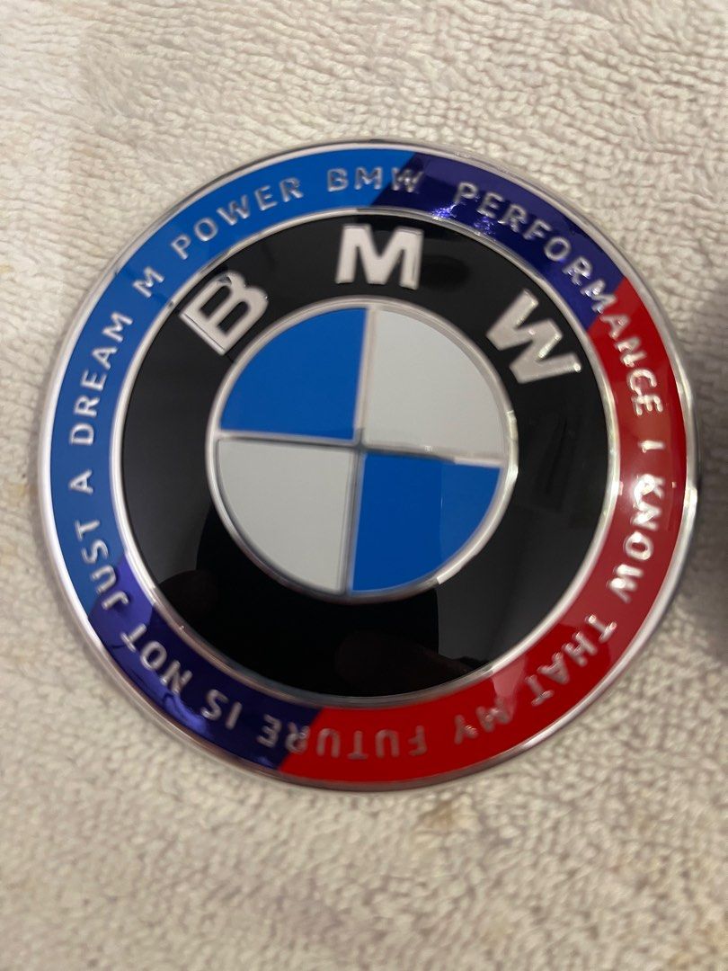 2PCS Front Hood Emblem For BMW 50th Anniversary Aluminum Logo 82mm+Rear  Replacement Badge, Car Accessories, Accessories on Carousell