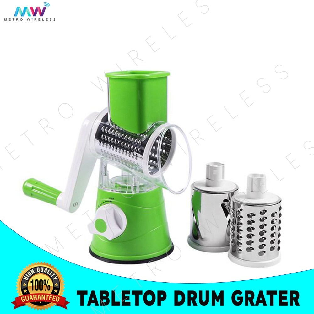 3 in 1 Slicer Tabletop Drum Grater Hand Manual Vegetable Fruits Slicer