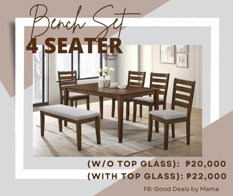 4 SEATER DINING TABLE WITH BENCH SET, Furniture & Home Living, Furniture, Tables & Sets on Carousell