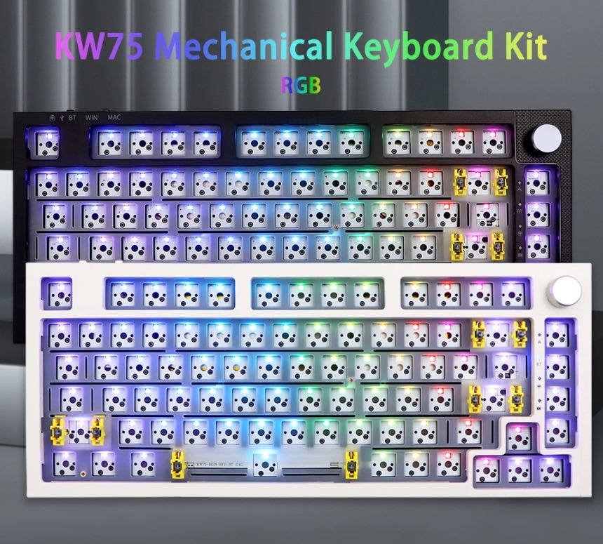 75% Mechanical Keyboard knob KW75 Hot Swap Customized Bluetooth Gasket ...