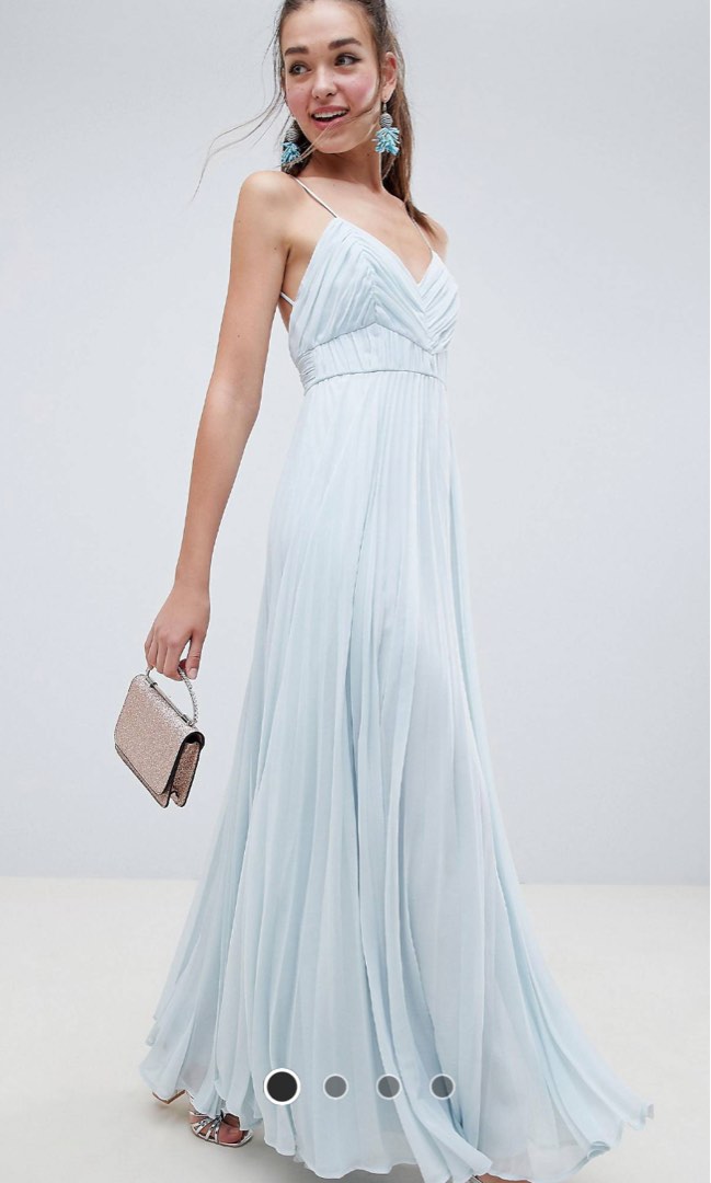 ASOS DESIGN ruched cami pleated maxi dress