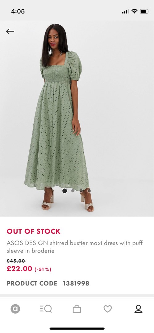 ASOS DESIGN shirred bustier maxi dress with puff sleeve in broderie,  Women's Fashion, Dresses & Sets, Dresses on Carousell
